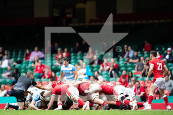 2021-07-10 - Tomas Cubelli of Argentina watches over the scrum during the 2021 Summer Internationals, Rugby Union test match between Wales and Argentina on July 10, 2021 at Principality Stadium in Cardiff, Wales - Photo Simon King / ProSportsImages / DPPI - TEST MATCH 2021 - WALES VS ARGENTINA - TEST MATCH - RUGBY