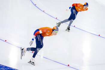 2021-01-16 - Patrick Roest of The Netherlands, Marcel Bosker of The Netherlands during the ISU European Speed Skating Champonships 2021, Allround and Sprint on January 16, 2021 at Thialf Icerink in Heerenveen, Netherlands - Photo Douwe Bijlsma / Orange Pictures / DPPI - ISU EUROPEAN SPEED SKATING CHAMPONSHIPS 2021 - ICE SKATING - WINTER SPORTS