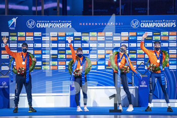2021-01-16 - Patrick Roest of The Netherlands, Antoinette de Jong of The Netherlands, Jutta Leerdam of The Netherlands, Thomas Krol of The Netherlands during the ISU European Speed Skating Champonships 2021, Allround and Sprint on January 16, 2021 at Thialf Icerink in Heerenveen, Netherlands - Photo Douwe Bijlsma / Orange Pictures / DPPI - ISU EUROPEAN SPEED SKATING CHAMPONSHIPS 2021 - ICE SKATING - WINTER SPORTS