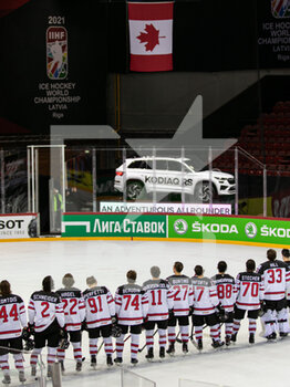 2021-06-03 - Team canada during national anthem  - WORLD CHAMPIONSHIP 2021 -  RUSSIA VS CANADA - ICE HOCKEY - WINTER SPORTS