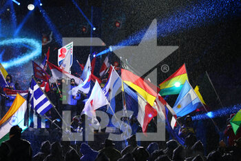 2021-02-07 - Nations flags - 2021 FIS ALPINE WORLD SKI CHAMPIONSHIPS - OPENING CEREMONY - ALPINE SKIING - WINTER SPORTS