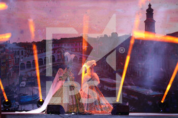 2021-02-07 - A scene from the opening ceremony show depicting the masks of the Venice carnival - 2021 FIS ALPINE WORLD SKI CHAMPIONSHIPS - OPENING CEREMONY - ALPINE SKIING - WINTER SPORTS