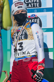 2021-02-13 - Suisse’s Lara Gut-Behrami, bronze medal, lives the podium  - 2021 FIS ALPINE WORLD SKI CHAMPIONSHIPS - DOWNHILL - WOMEN - ALPINE SKIING - WINTER SPORTS