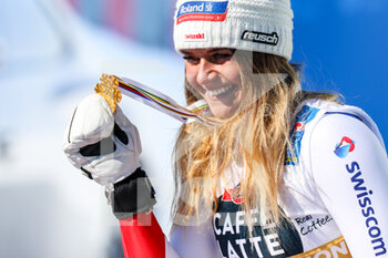2021-02-13 - SUTER Corinne (SUI) PodiumWEIDLE Kira - 2021 FIS ALPINE WORLD SKI CHAMPIONSHIPS - DOWNHILL - WOMEN - ALPINE SKIING - WINTER SPORTS