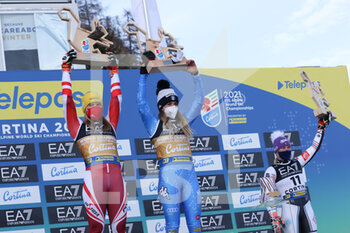 2021-02-16 - podium - 2021 FIS ALPINE WORLD SKI CHAMPIONSHIPS - PARALLEL GIANT SLALOM - WOMEN - ALPINE SKIING - WINTER SPORTS