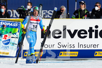 2021-02-19 - Luca De Aliprandini (ITA) celebrates after realizing he is in 2nd place and silver medalist - 2021 FIS ALPINE WORLD SKI CHAMPIONSHIPS - GIANT SLALOM - MEN - ALPINE SKIING - WINTER SPORTS