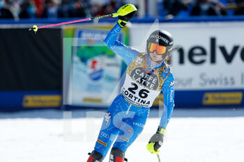 2021-02-20 - Martina Peterlini (ITA) celebrates after crossing the finish line - 2021 FIS ALPINE WORLD SKI CHAMPIONSHIPS - SLALOM - WOMEN - ALPINE SKIING - WINTER SPORTS