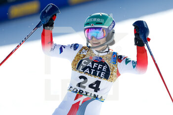 2021-02-20 - Asa Ando (JPN) celebration after crossing the finish line - 2021 FIS ALPINE WORLD SKI CHAMPIONSHIPS - SLALOM - WOMEN - ALPINE SKIING - WINTER SPORTS