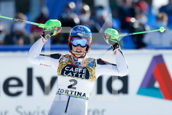 2021-02-20 - Petra Vlhova (SVK) celebrates after her 2nd position and silver medal - 2021 FIS ALPINE WORLD SKI CHAMPIONSHIPS - SLALOM - WOMEN - ALPINE SKIING - WINTER SPORTS
