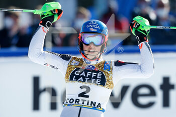 2021-02-20 - Petra Vlhova (SVK) celebrates after her 2nd position and silver medal - 2021 FIS ALPINE WORLD SKI CHAMPIONSHIPS - SLALOM - WOMEN - ALPINE SKIING - WINTER SPORTS