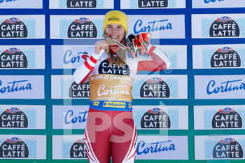 2021-02-20 - Katharina Liensberger (AUT) on the podium - 2021 FIS ALPINE WORLD SKI CHAMPIONSHIPS - SLALOM - WOMEN - ALPINE SKIING - WINTER SPORTS
