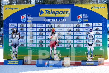 2021-02-20 - Petra Vlhova (SVK), Katharina Liensberger (AUT) and Mikaela Shiffrin (USA) on the podium - 2021 FIS ALPINE WORLD SKI CHAMPIONSHIPS - SLALOM - WOMEN - ALPINE SKIING - WINTER SPORTS