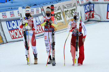 2021-02-27 - Podium Valdifassa skiworldcup - 2021 AUDI FIS SKI WORLD CUP VAL DI FASSA - DOWNHILL WOMEN - ALPINE SKIING - WINTER SPORTS