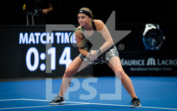 2020-10-21 - Jelena Ostapenko of Latvia in action against Petra Martic of Croatia during the first round at the 2020 J&T Banka Ostrava Open WTA Premier tennis tournament on October 21, 2020 in Ostrava, Czech Republic - Photo Rob Prange / Spain DPPI / DPPI - 2020 J&T BANKA OSTRAVA OPEN WTA PREMIER - INTERNATIONALS - TENNIS