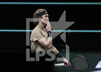 2021-03-02 - Andrey Rublev of Russia celebrates his victory during day 2 of the 48th ABN AMRO World Tennis Tournament, an ATP Tour 500 tournament on March 2, 2021 at the Rotterdam Ahoy in Rotterdam, Netherlands - Photo Jean Catuffe / DPPI - 48TH ABN AMRO WORLD TENNIS TOURNAMENT ATP TOUR 500 - INTERNATIONALS - TENNIS