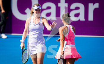 2021-03-03 - Kiki Bertens of the Netherlands playing doubles with Lesley Pattinama Kerkhove at the 2021 Qatar Total Open, WTA 500 tennis tournament on March 3, 2021 at the Khalifa International Tennis and Squash Complex in Doha, Qatar - Photo Rob Prange / Spain DPPI / DPPI - 2021 QATAR TOTAL OPEN, WTA 500 TENNIS TOURNAMENT - INTERNATIONALS - TENNIS