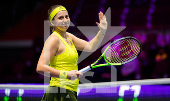 2021-03-15 - Jelena Ostapenko of Latvia celebrates during the first round of the 2021 St Petersburg Ladies Trophy, WTA 500 tennis tournament on March 15, 2021 at the Sibur Arena in St Petersburg, Russia - Photo Rob Prange / Spain DPPI / DPPI - 2021 ST PETERSBURG LADIES TROPHY, WTA 500 TENNIS TOURNAMENT - INTERNATIONALS - TENNIS