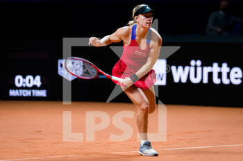 2021-04-21 - Angelique Kerber of Germany in action during her first-round match at the 2021 Porsche Tennis Grand Prix, WTA 500 tournament on April 21, 2021 at Porsche Arena in Stuttgart, Germany - Photo Rob Prange / Spain DPPI / DPPI - 2021 PORSCHE TENNIS GRAND PRIX, WTA 500 TOURNAMENT - INTERNATIONALS - TENNIS