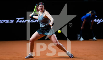 2021-04-22 - Jelena Ostapenko of Latvia in action during her second-round match at the 2021 Porsche Tennis Grand Prix, WTA 500 tournament on April 22, 2021 at Porsche Arena in Stuttgart, Germany - Photo Rob Prange / Spain DPPI / DPPI - 2021 PORSCHE TENNIS GRAND PRIX, WTA 500 TOURNAMENT - INTERNATIONALS - TENNIS