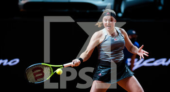 2021-04-22 - Jelena Ostapenko of Latvia in action during her second-round match at the 2021 Porsche Tennis Grand Prix, WTA 500 tournament on April 22, 2021 at Porsche Arena in Stuttgart, Germany - Photo Rob Prange / Spain DPPI / DPPI - 2021 PORSCHE TENNIS GRAND PRIX, WTA 500 TOURNAMENT - INTERNATIONALS - TENNIS