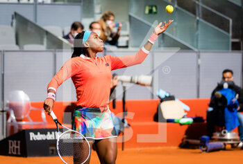 2021-04-30 - Cori Gauff of the United States during the first round of the Mutua Madrid Open 2021, Masters 1000 tennis tournament on April 30, 2021 at La Caja Magica in Madrid, Spain - Photo Rob Prange / Spain DPPI / DPPI - MUTUA MADRID OPEN 2021, MASTERS 1000 TENNIS TOURNAMENT - INTERNATIONALS - TENNIS