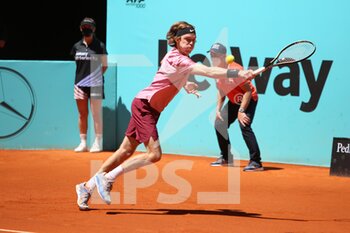 2021-05-04 - Andrey Rublev of Russia during the Mutua Madrid Open 2021, Masters 1000 tennis tournament on May 4, 2021 at La Caja Magica in Madrid, Spain - Photo Laurent Lairys / DPPI - MUTUA MADRID OPEN 2021, MASTERS 1000 TENNIS TOURNAMENT - INTERNATIONALS - TENNIS