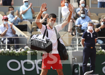 2021-06-07 - Novak Djokovic of Serbia celebrates his victory during day 9 of the French Open 2021, Grand Slam tennis tournament on June 7, 2021 at Roland-Garros stadium in Paris, France - Photo Jean Catuffe / DPPI - ROLAND-GARROS 2021, GRAND SLAM TENNIS TOURNAMENT - INTERNATIONALS - TENNIS