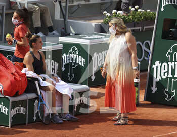 2021-06-07 - Maria Sakkari of Greece with Marion Bartoli after her victory during day 9 of the French Open 2021, Grand Slam tennis tournament on June 7, 2021 at Roland-Garros stadium in Paris, France - Photo Jean Catuffe / DPPI - ROLAND-GARROS 2021, GRAND SLAM TENNIS TOURNAMENT - INTERNATIONALS - TENNIS