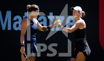 2021-06-14 - Aryna Sabalenka and Victoria Azarenka of Belarus playing doubles at the 2021 bett1open WTA 500 tennis tournament on June 14, 2021 at Rot-Weiss Tennis Club in Berlin, Germany - Photo Rob Prange / Spain DPPI / DPPI - 2021 BETT1OPEN WTA 500 TENNIS TOURNAMENT - INTERNATIONALS - TENNIS
