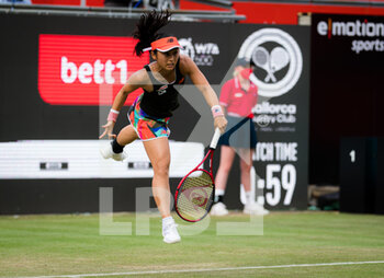 2021-06-15 - Misaki Doi of Japan in action against Angelique Kerber of Germany during her first-round match at the 2021 bett1open WTA 500 tennis tournament on June 15, 2021 at Rot-Weiss Tennis Club in Berlin, Germany - Photo Rob Prange / Spain DPPI / DPPI - 2021 BETT1OPEN WTA 500 TENNIS TOURNAMENT - INTERNATIONALS - TENNIS
