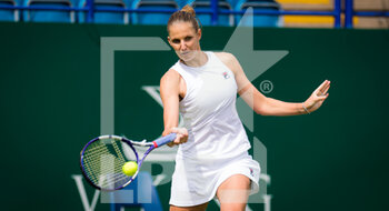 2021-06-22 - Karolina Pliskova of the Czech Republic in action against Camila Giorgi of Italy during her first round match at the 2021 Viking International WTA 500 tennis tournament on June 22, 2021 at Devonshire Park Tennis in Eastbourne, England - Photo Rob Prange / Spain DPPI / DPPI - 2021 VIKING INTERNATIONAL WTA 500 TENNIS TOURNAMENT - INTERNATIONALS - TENNIS
