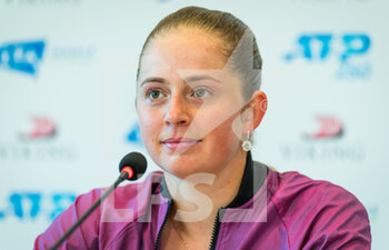 2021-06-23 - Jelena Ostapenko of Latvia talks to the media after her quarter-final match at the 2021 Viking International WTA 500 tennis tournament on June 24, 2021 at Devonshire Park Tennis in Eastbourne, England - Photo Rob Prange / Spain DPPI / DPPI - 2021 VIKING INTERNATIONAL WTA 500 TENNIS TOURNAMENT - INTERNATIONALS - TENNIS