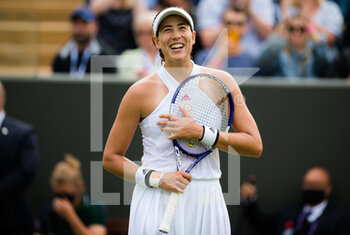 2021-06-28 - Garbine Muguruza of Spain celebrates after her win against Fiona Ferro of France during the first round of The Championships Wimbledon 2021, Grand Slam tennis tournament on June 28, 2021 at All England Lawn Tennis and Croquet Club in London, England - Photo Rob Prange / Spain DPPI / DPPI - WIMBLEDON 2021, GRAND SLAM TENNIS TOURNAMENT - INTERNATIONALS - TENNIS