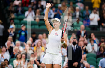 2021-06-28 - Angelique Kerber of Germany celebrates her win against Nina Stojanovic of Serbia during the first round of The Championships Wimbledon 2021, Grand Slam tennis tournament on June 29, 2021 at All England Lawn Tennis and Croquet Club in London, England - Photo Rob Prange / Spain DPPI / DPPI - WIMBLEDON 2021, GRAND SLAM TENNIS TOURNAMENT - INTERNATIONALS - TENNIS