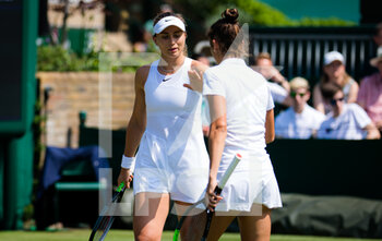 2021-07-02 - Paula Badosa of Spain playing doubles with Sara Sorribes Tormo at The Championships Wimbledon 2021, Grand Slam tennis tournament on July 2, 2021 at All England Lawn Tennis and Croquet Club in London, England - Photo Rob Prange / Spain DPPI / DPPI - WIMBLEDON 2021, GRAND SLAM TENNIS TOURNAMENT - INTERNATIONALS - TENNIS